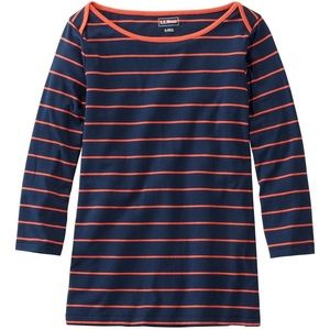 {L.L. Bean} Women's Soft Stretch Supima Tee, 3/4 Sleeve Boatneck Stripe - NWT